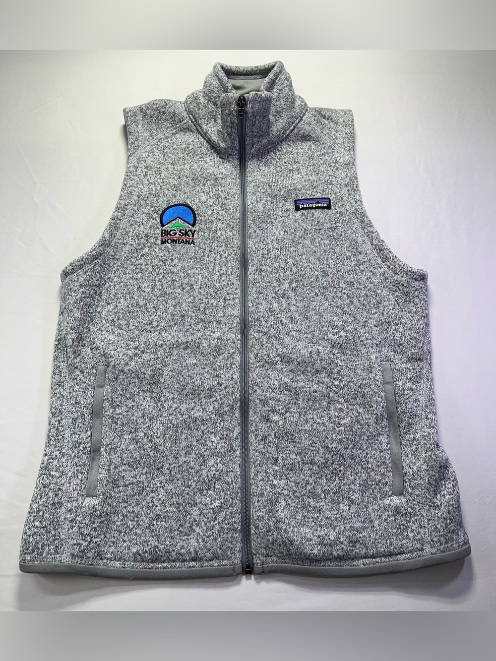 Patagonia Better Sweater Heather Gray Fleece Vest Big Sky Montana Resort - M